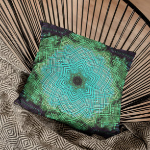 Almofada Weave Mandala Blue e Green