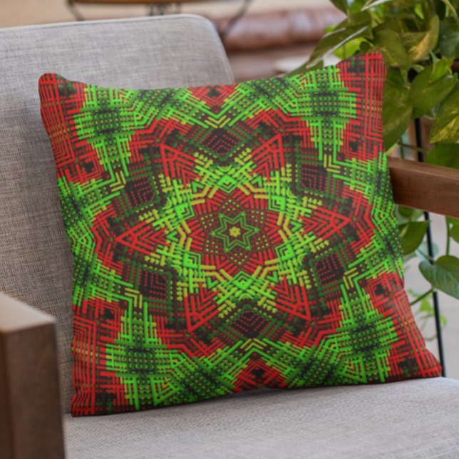 Almofada Weave Mandala Green e Red (Criador carregado)