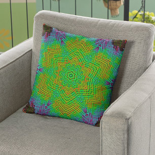 Almofada Weave Mandala Orange Green e Blue