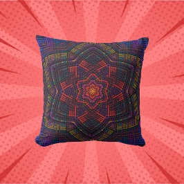Almofada Weave Mandala Puro Vermelho e Azul
