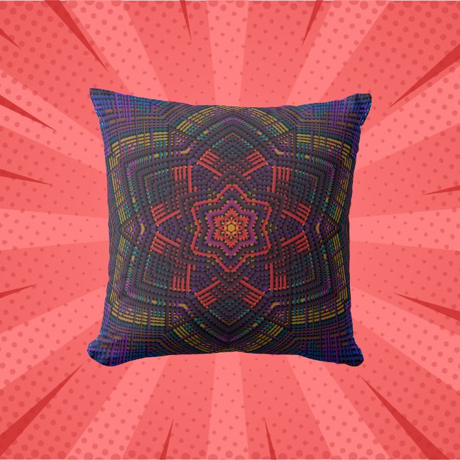 Almofada Weave Mandala Puro Vermelho e Azul (Criador carregado)