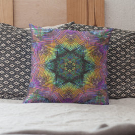Almofada Weave Mandala Teal Yellow e Pink