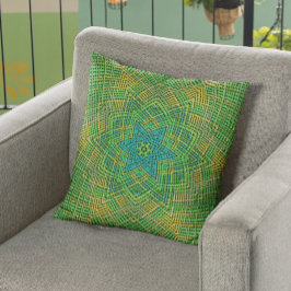 Almofada Weave Mandala Verde Amarelo e Azul