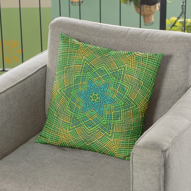 Almofada Weave Mandala Verde Amarelo e Azul (Criador carregado)