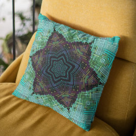 Almofada Weave Mandala Verde Azul e Roxo