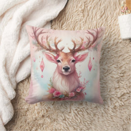 Almofada Weihnachten in pink: Rentier mit rosa Weihnachtssc