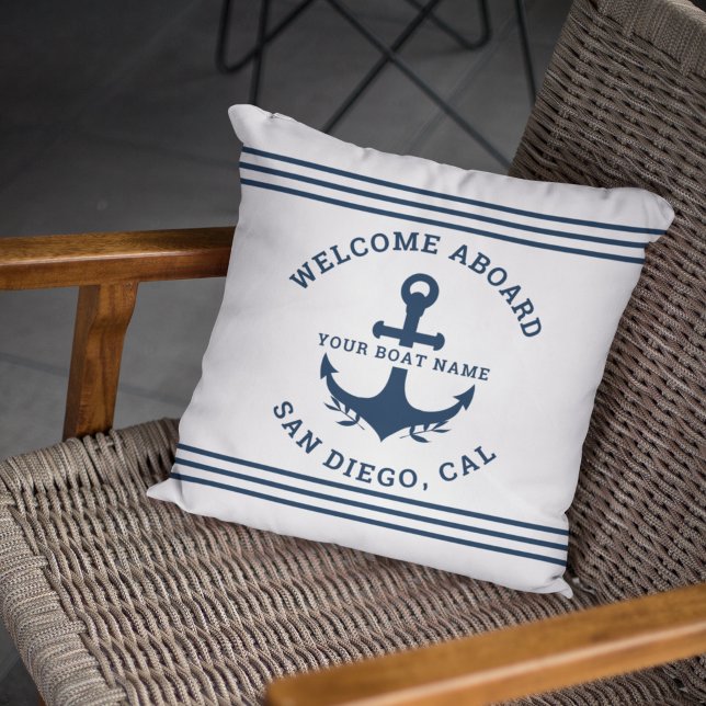 Almofada Welcome Aboard Nautica White (Criador carregado)