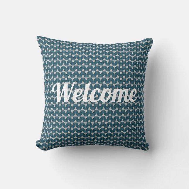 Almofada Welcome, Blue diamonds pattern (Frente)