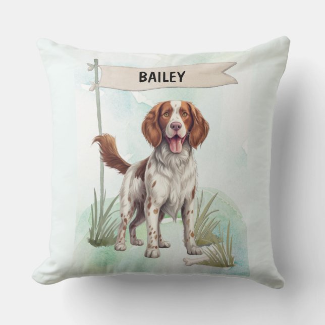 Almofada Welsh Springer Spaniel Watercolor Personalized Dog (Frente)