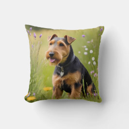 Almofada Welsh Terrier No Prado De Flores Selvagens