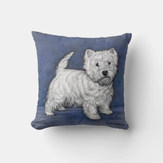 Almofada West Highland Terrier Drawing por Glenda S. Harlan