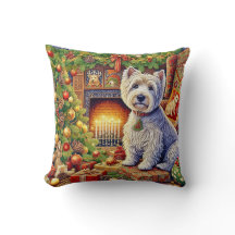 West Highland Terrier Holiday Throw Pillow