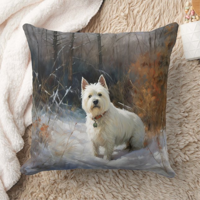 Almofada West Highland White Terrier Deixe-o nevar no Natal (Cobertor)