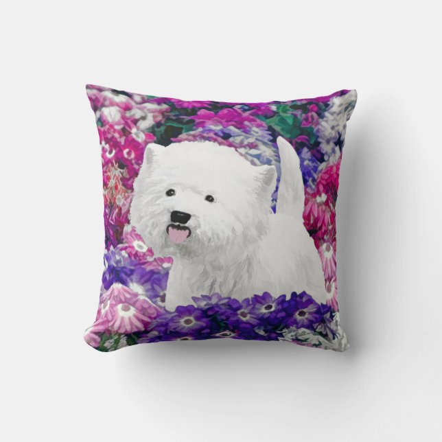 Almofada West Highland White Terrier Pintando Arte Canina (Frente)