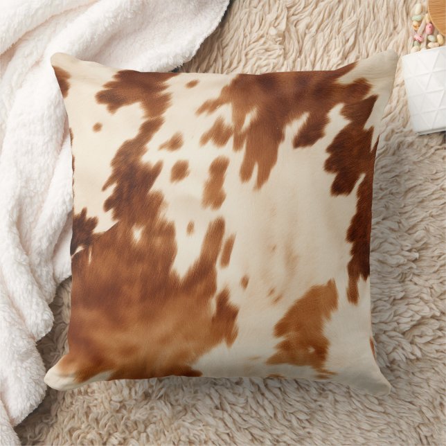 Almofada Western Brown Cream Cowhide (Cobertor)