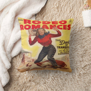 Almofada Western Rodeo Cowgirl Tying Calf Rodeo Romance