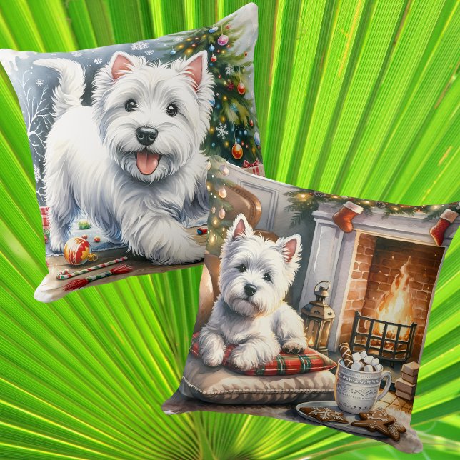Almofada Westie Christmas (Criador carregado)