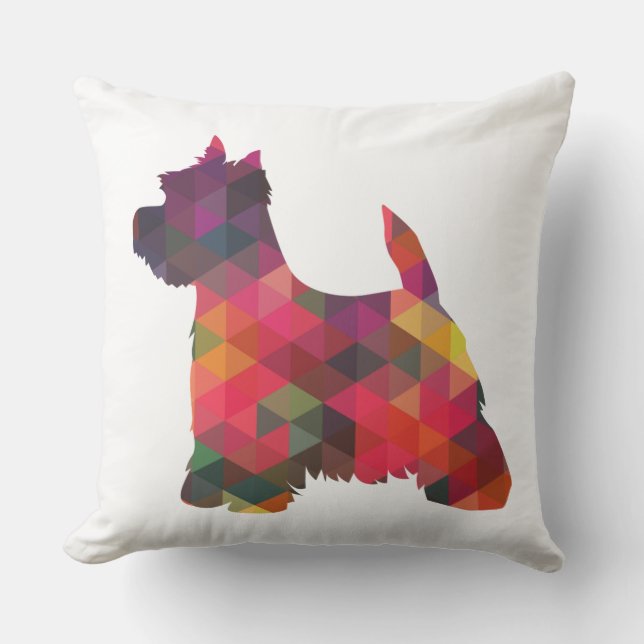 Almofada Westie Colorful Geométrico Pattern Silhouette (Frente)