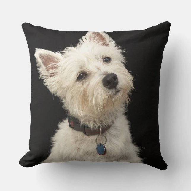 Almofada Westie (terrier ocidental das montanhas) com colar (Frente)