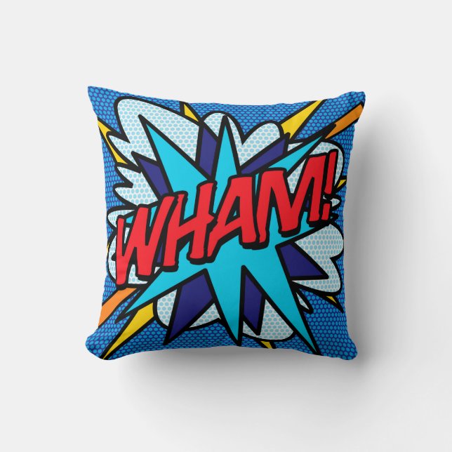 Almofada WHAM ZAP Moderno Divertido Quadrinho da Moda (Frente)