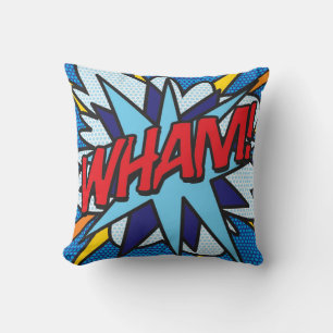 Almofada WHAM ZOMG Arte Pop de Quadrinhos Retrô Divertidos