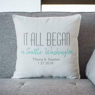 Almofada Where it All Began Love Story Home Town Pillow