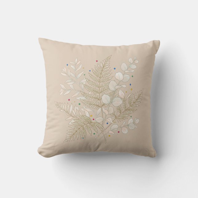 Almofada whimsical beige floral fairycore design (Frente)
