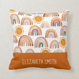 Almofada Whimsical Boho Rainbow e Sun Personalizados