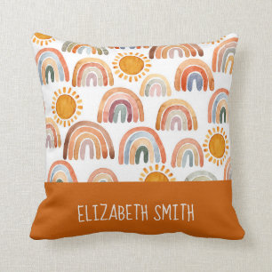 Almofada Whimsical Boho Rainbow e Sun Personalizados