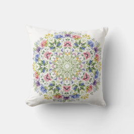 Almofada Whimsical Botanical Mandala Watercolor Floral