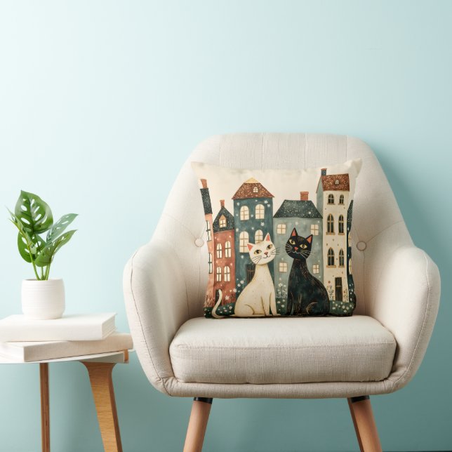 Almofada Whimsical Cats Throw Pillow (Cadeira)