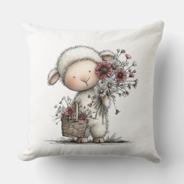 Almofada Whimsical Cute Watercolor Sheep