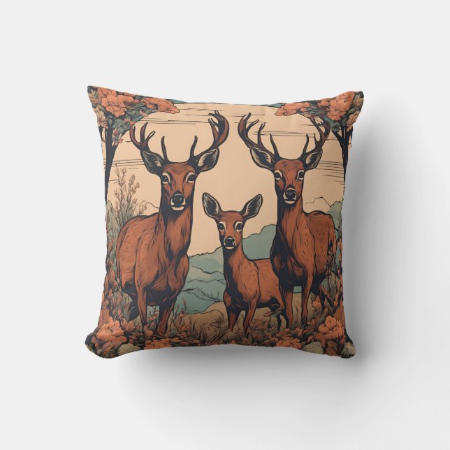 Almofada Whimsical Deer Grazing D1 (Frente)