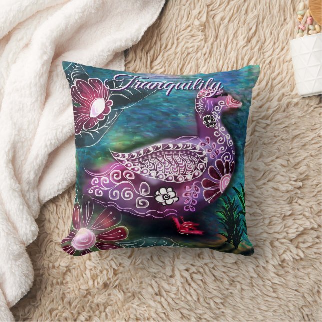Almofada Whimsical Floral Duck Purple Teal Personalized (Cobertor)
