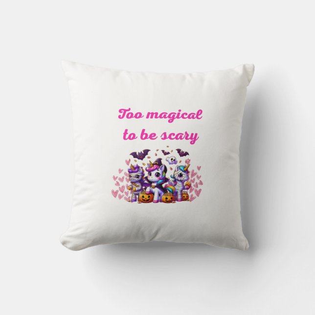 Almofada Whimsical Halloween Ponies Illustration – "Too Mag (Frente)