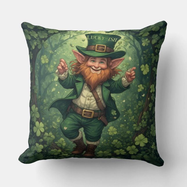 Almofada Whimsical Lucky-ish Leprechaun Lush Forest Nursery (Frente)