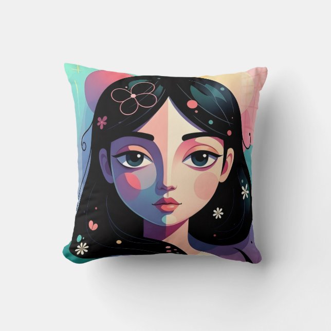 Almofada Whimsical Modern Art Throw Pillow (Frente)