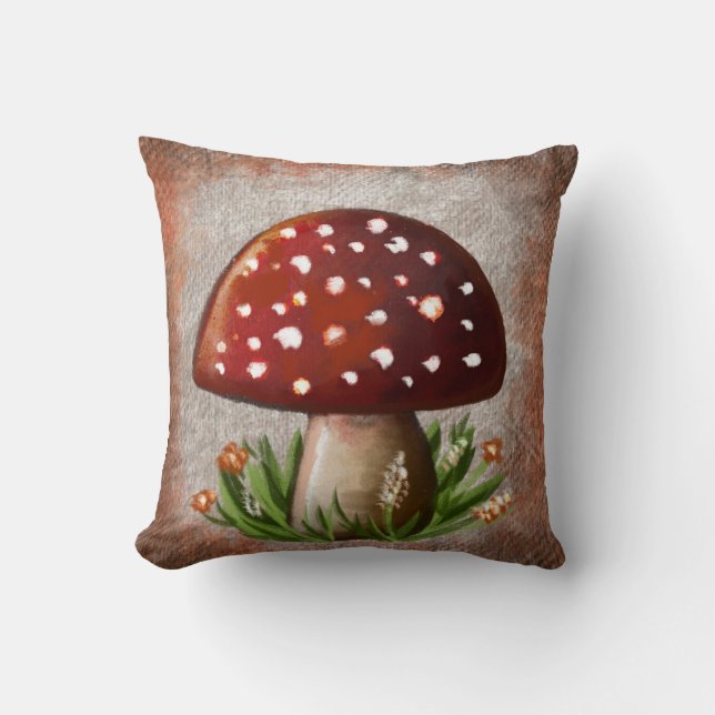 Almofada Whimsical Mushroom & Fungi Motif – Nature-Inspired (Frente)