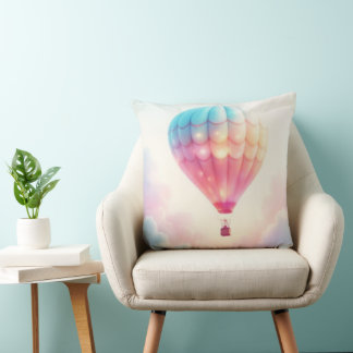 Almofada Whimsical Mystical Flying Air Balloon Light Colors