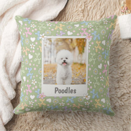 Almofada Whimsical Pastel Custom Photo Poodle Throw Pillow