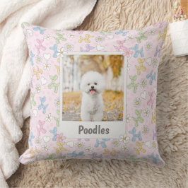 Almofada Whimsical Pastel Custom Photo Poodle Throw Pillow