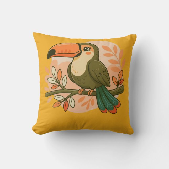 Almofada Whimsical Pastel Toucan (Frente)