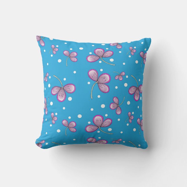 Almofada Whimsical Pink Three-Petal Throw Pillow (Frente)