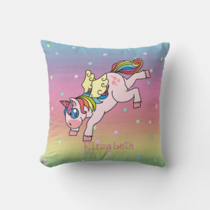 Almofada Whimsical Rainbow Unicorn, Ombre