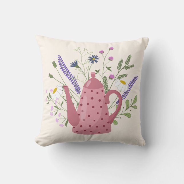 Almofada Whimsical Tea Time Doodle Throw Pillow (Frente)