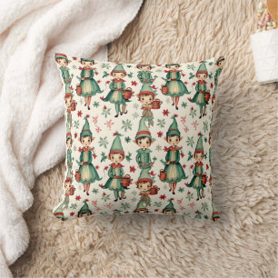 Almofada Whimsical Vintage Elves Christmas Seasonal Décor