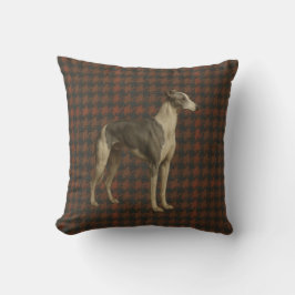 Almofada Whippet throw cushion. Whippet on tweed/tartan