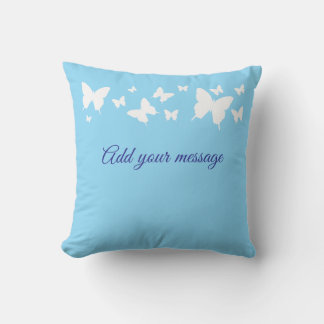 Almofada White and Blue Butterfly Personalised Cushion Gift