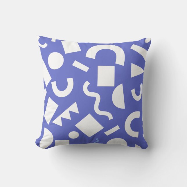 Almofada White and Blue Geometric Shape Decorative  (Frente)