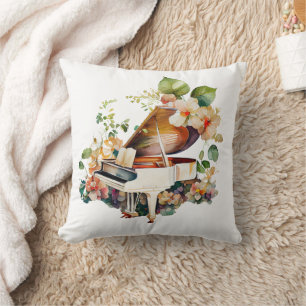 Almofada White Baby Grand Piano Watercolor